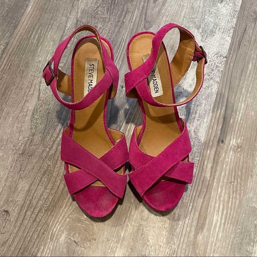 Fuchsia Steve Madden Suede Heels
